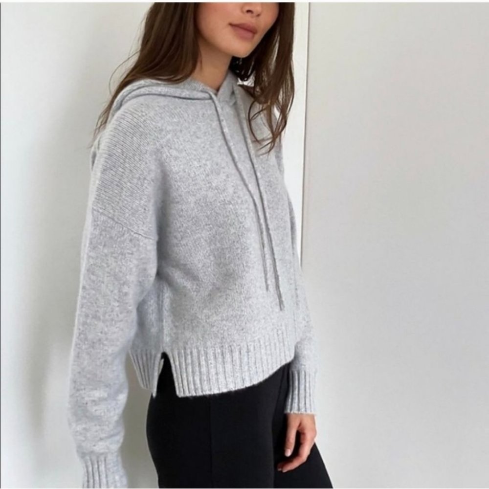 BABATON  100% Cashmere Luxe Hoodie Sweater Grey Group xs Aritzia